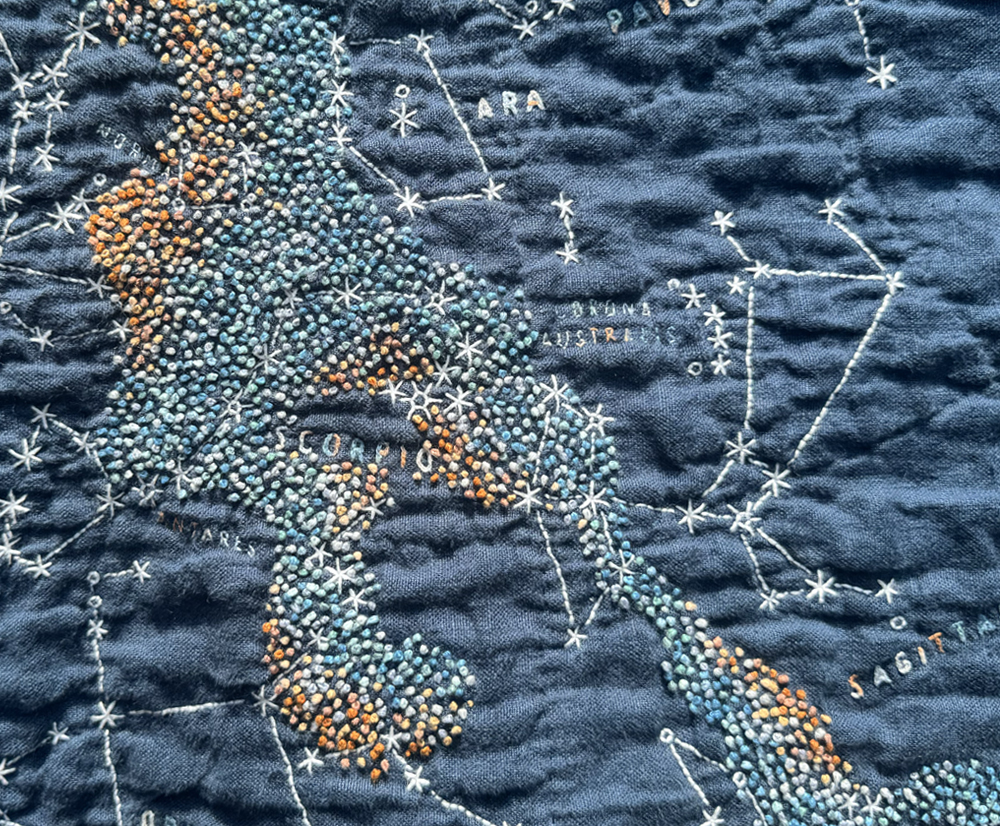 Close-up of Norma, Scorpio, Ara, Corona Australis, and Sagittarius. This section shows how the Milky Way transitions from coppers and silvers to silvers, blues, and greens and back again.