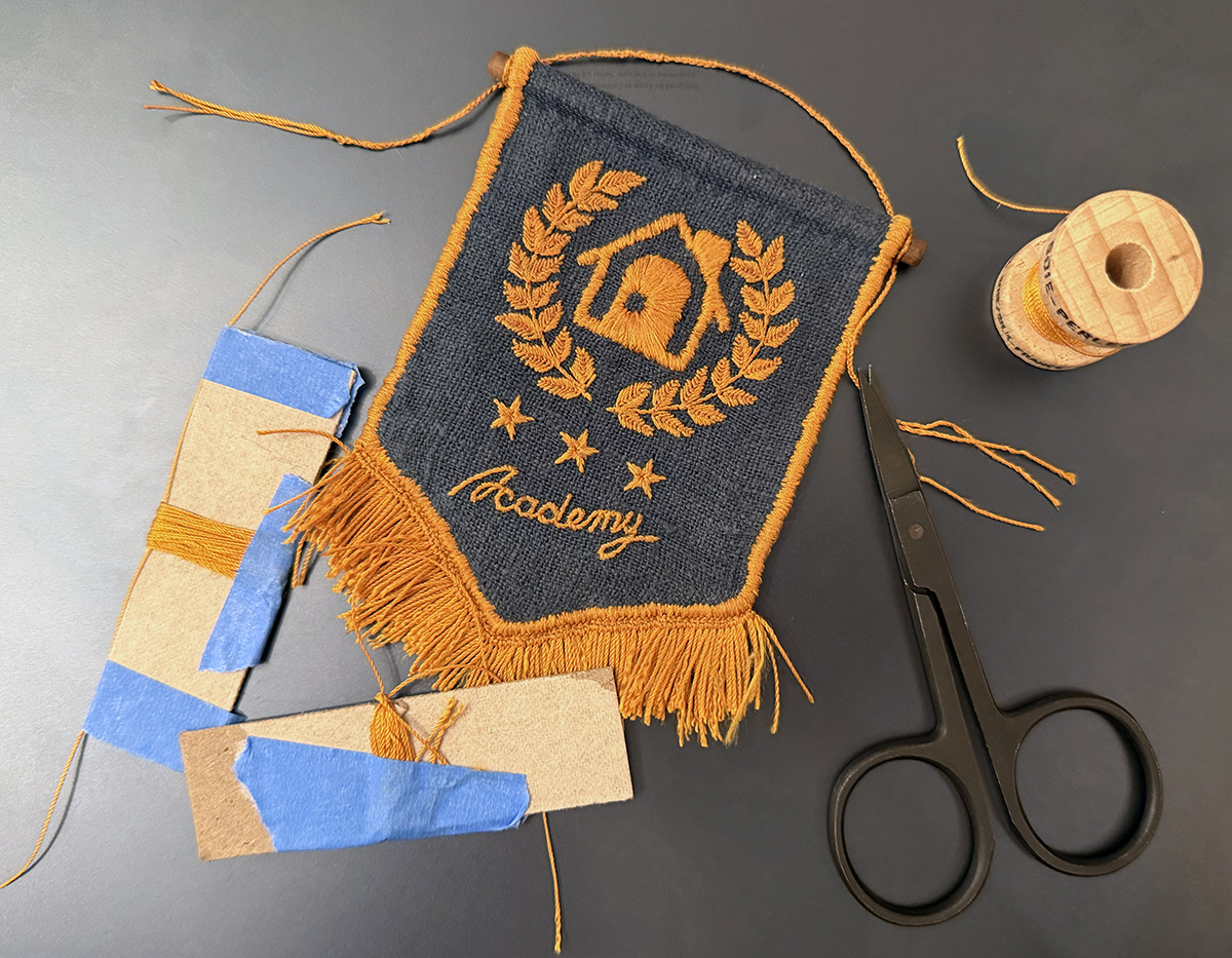 I made tassels by wrapping silk thread around small cardboard pieces and knotting them on the cardboard.