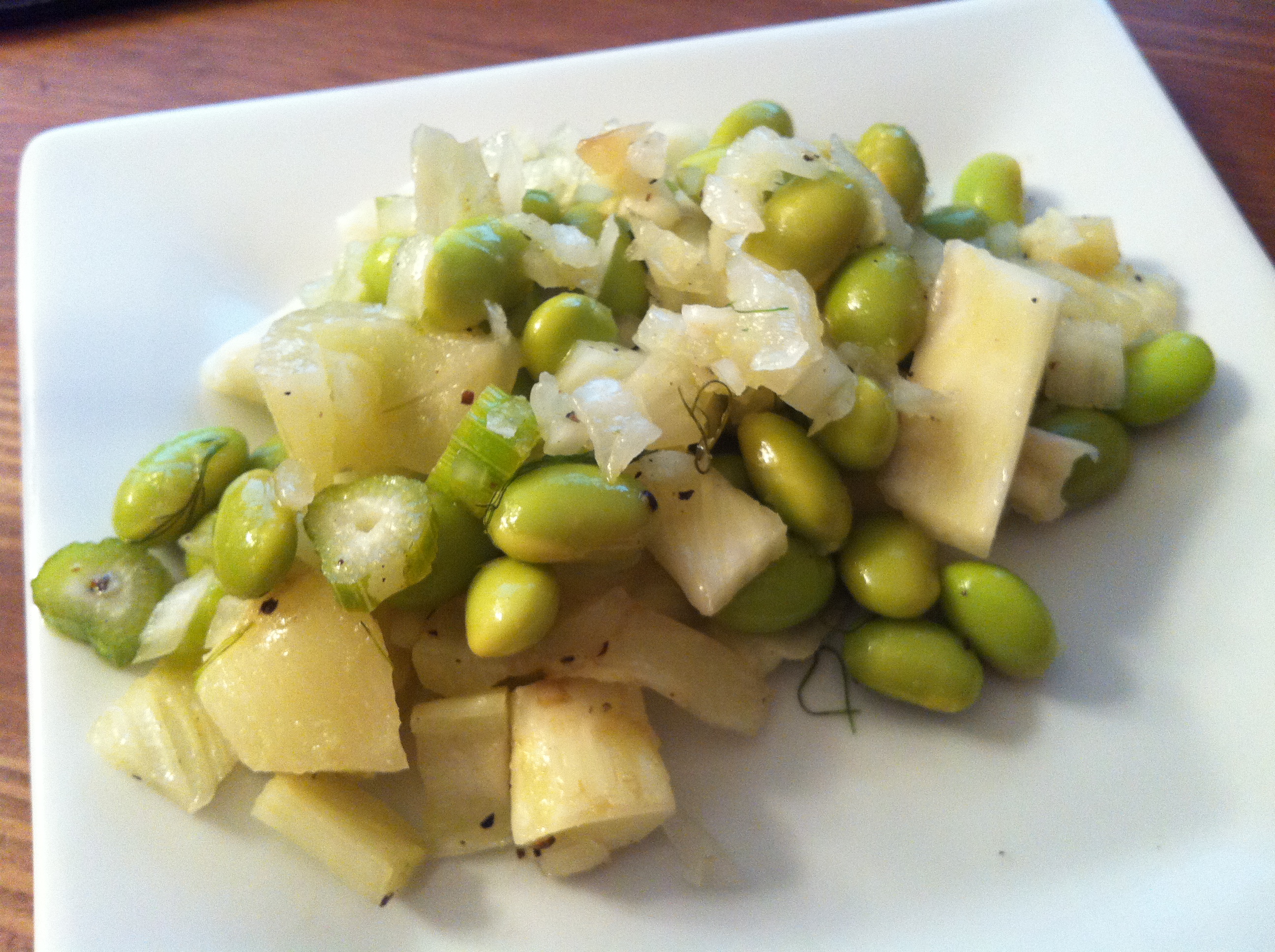 Fennel, edamame, and onion salad