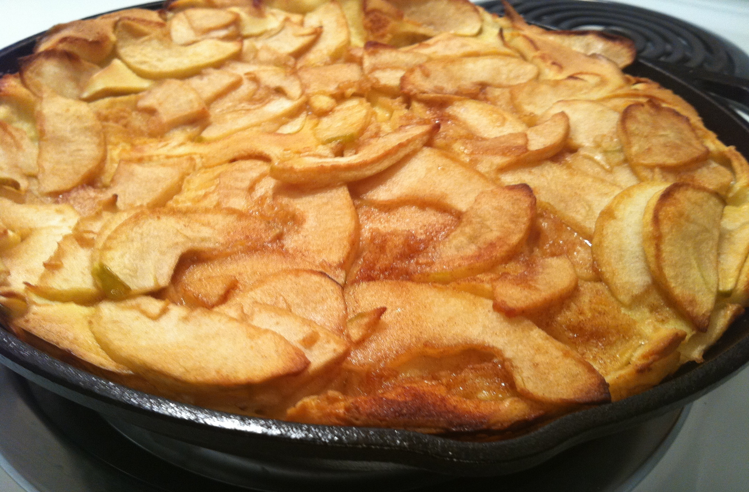 Baked apple pancake fresh out of the oven