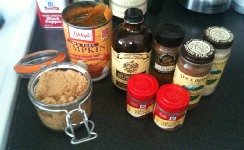 Homemade pumpkin spice latte ingredients