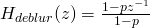 H_{deblur}(z)=\frac{1-pz^{-1}}{1-p}