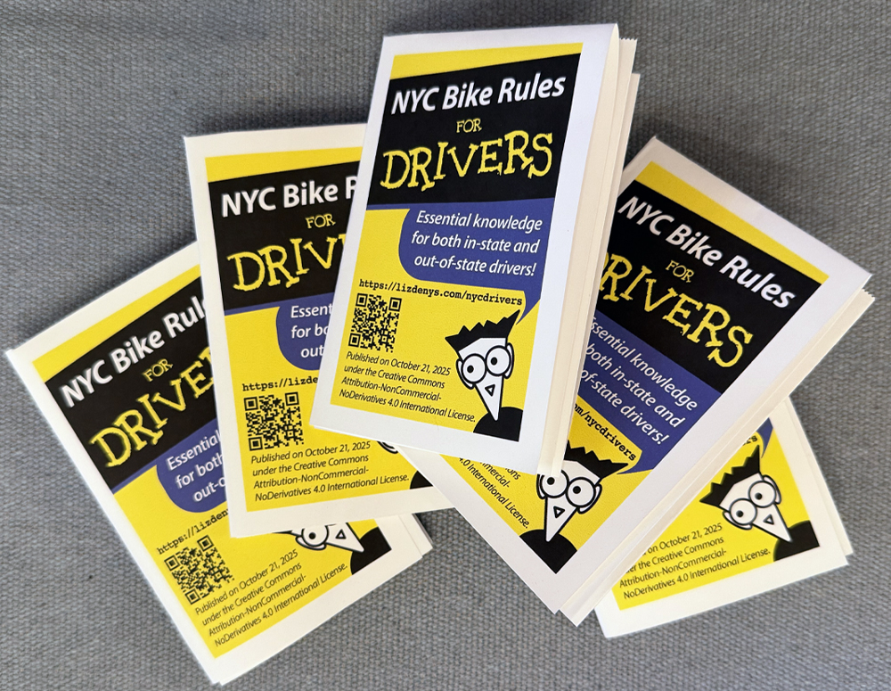 A handful of NYC Bike Rules for Drivers mini-zines